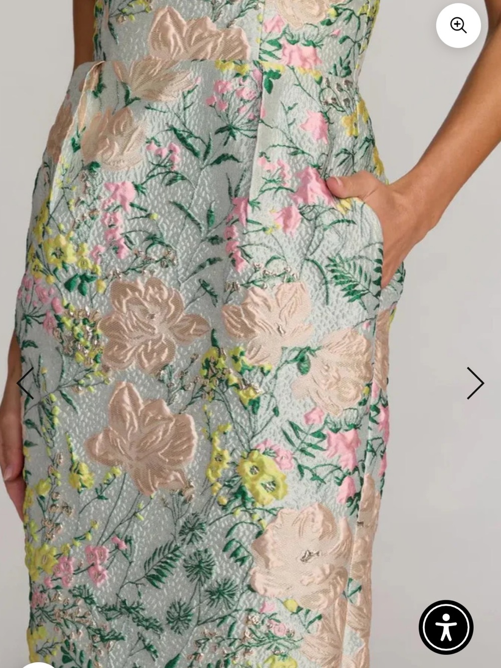 Strapless Floral Jacquard Midi Dress in Pastel Mulit - Picture 3 of 6